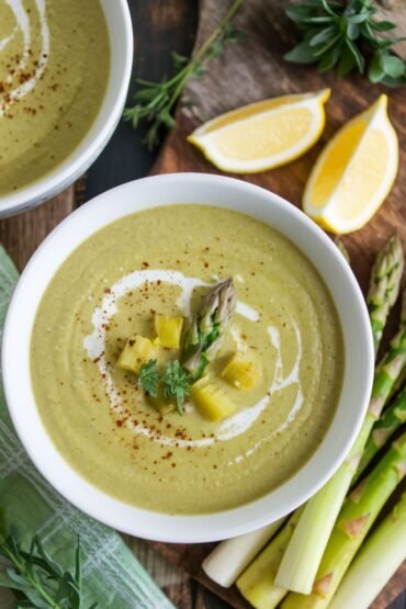 Creamy Asparagus Soup with Leeks and Lemon