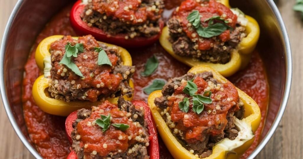 Beef and Quinoa Stuffed Bell Peppers