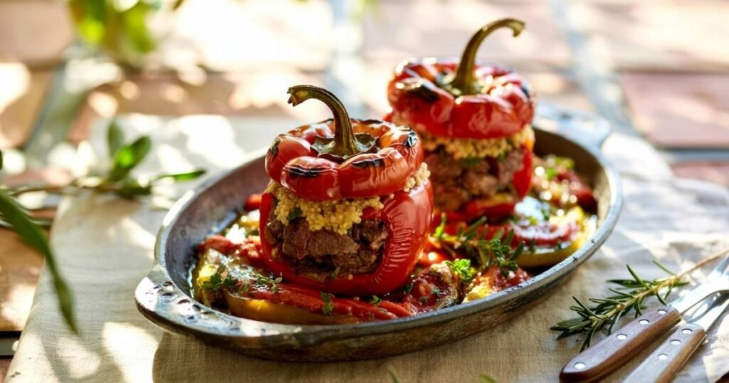 Beef and Quinoa Stuffed Bell Peppers