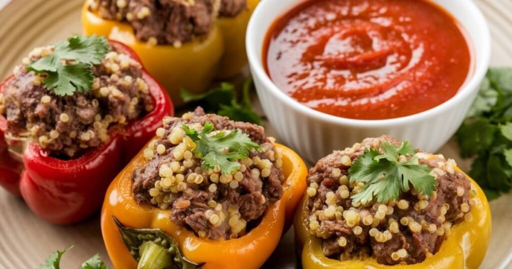 Beef and Quinoa Stuffed Bell Peppers