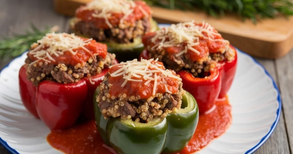Beef and Quinoa Stuffed Bell Peppers