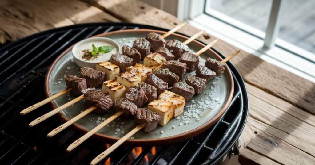 Grilled Beef and Halloumi Skewers