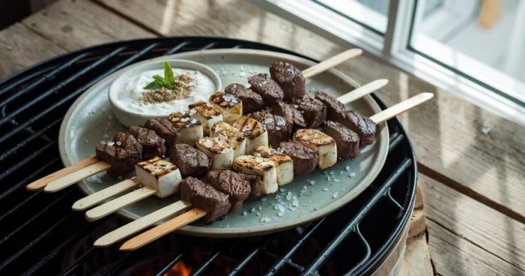 Grilled Beef and Halloumi Skewers